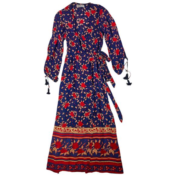 Faithfull the Brand Dresses & Skirts - Faithfull the Brand | Atlas- Navy Blue Floral Print Wrap Dress | Size 2